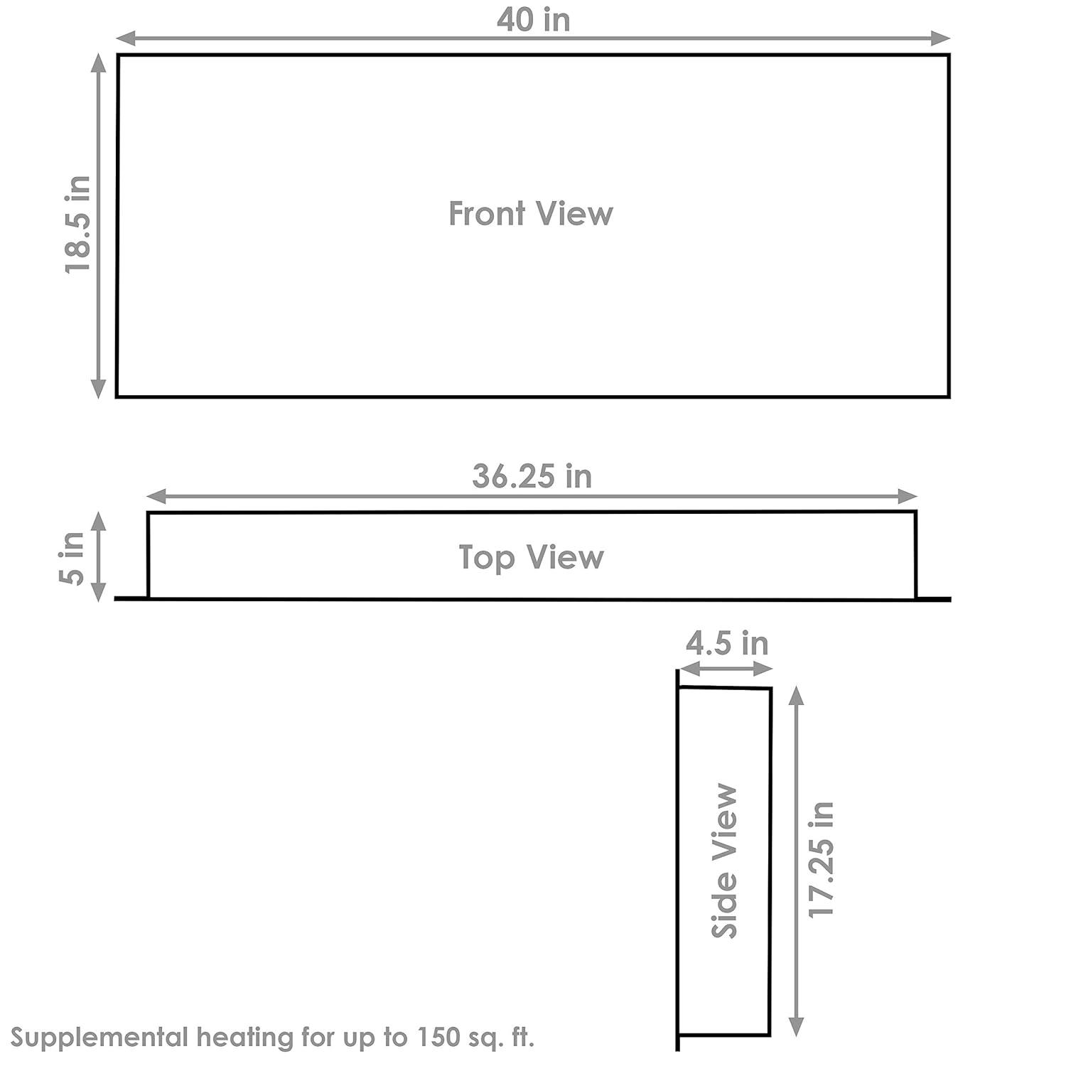 Sunnydaze 40-in Modern Flame Wall-Mounted or Recessed Indoor Electric Fireplace with LED Lights - Black Finish