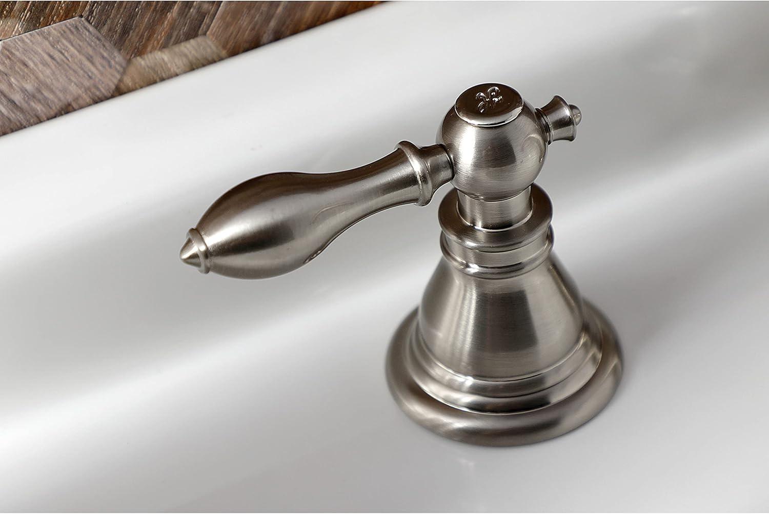 Kingston Brass American Classic Two-Handle 3-Hole Deck Mount Widespread Bathroom Faucet with Retail Pop-Up Drain