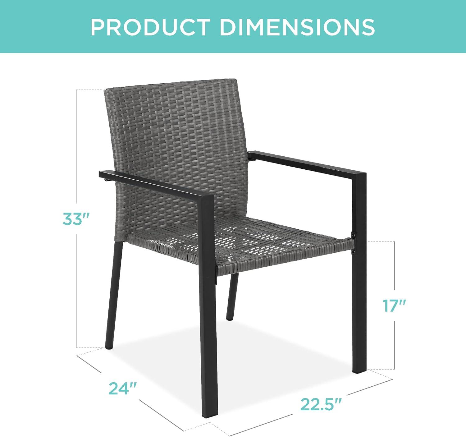 Best Choice Products Set of 2 Wicker Chairs, Stackable Outdoor Dining Furniture w/ Armrests