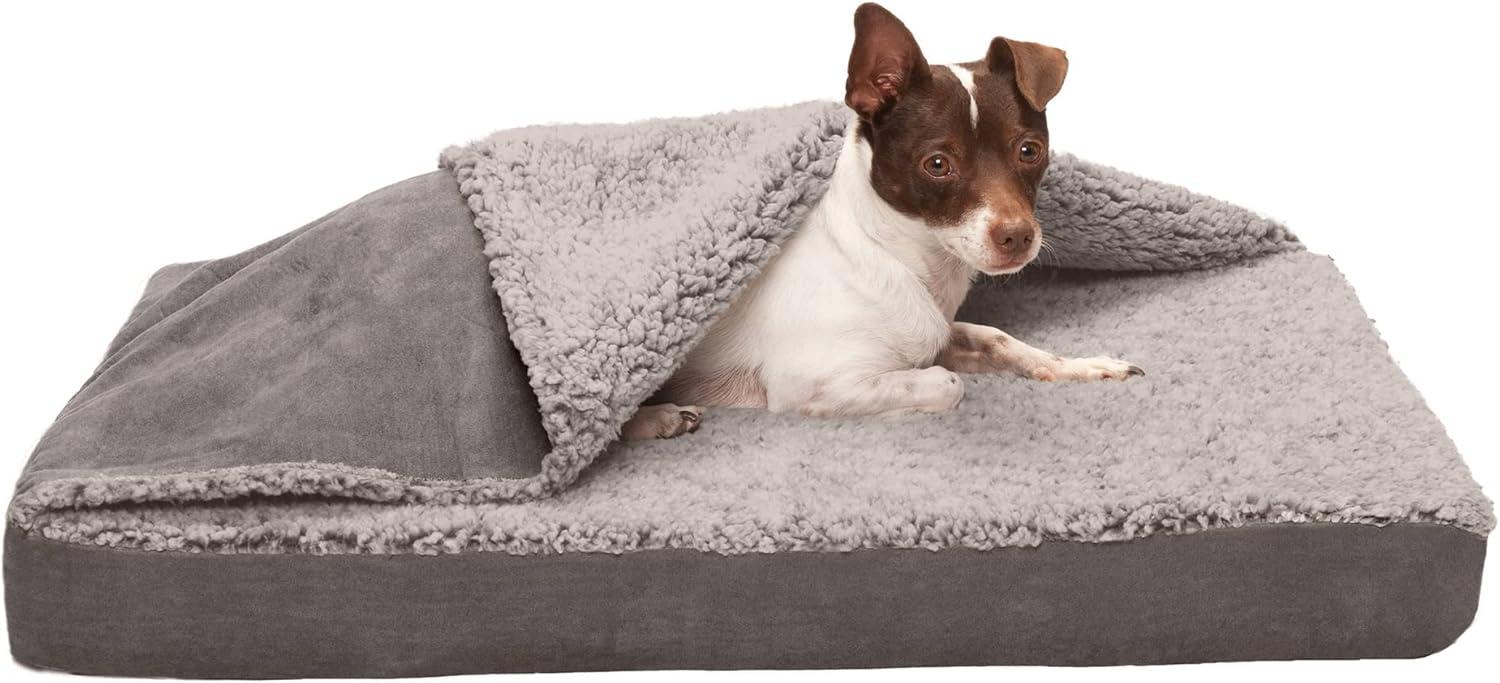 FurHaven Berber and Suede Blanket Top Mattress Memory Foam Dog Bed