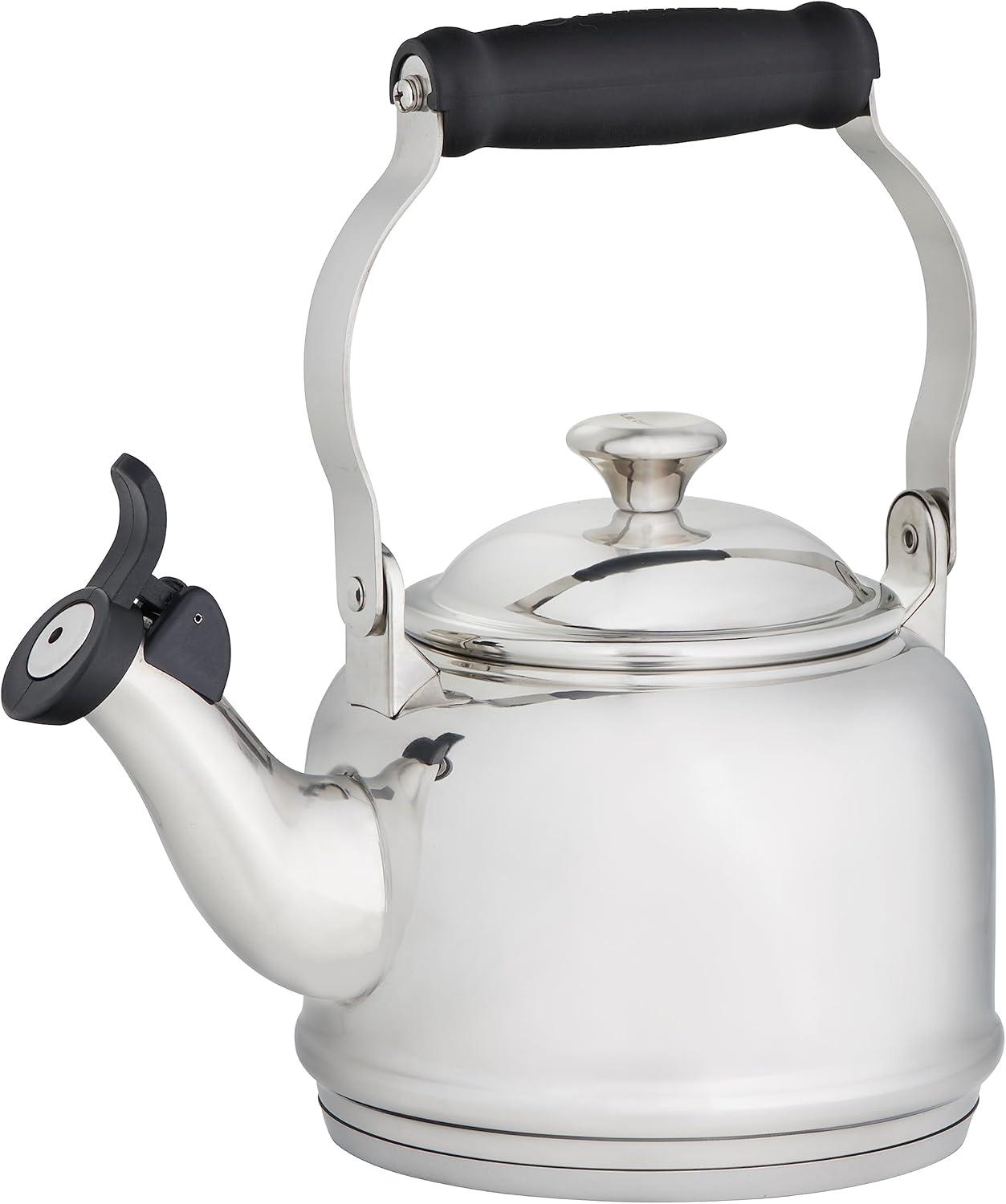 Stainless Steel 1.7 qt. Whistling Tea Kettle with Enamel Finish