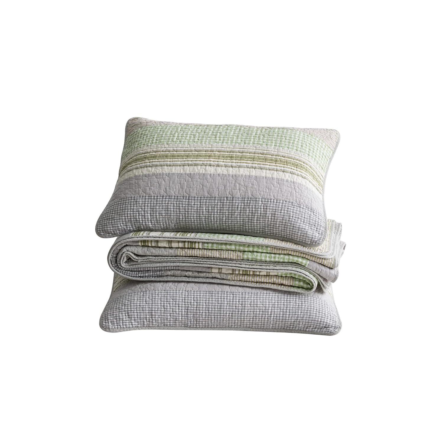 Chezmoi Collection Rene Lightweight Boho Chic Striped Cotton Quilt Set