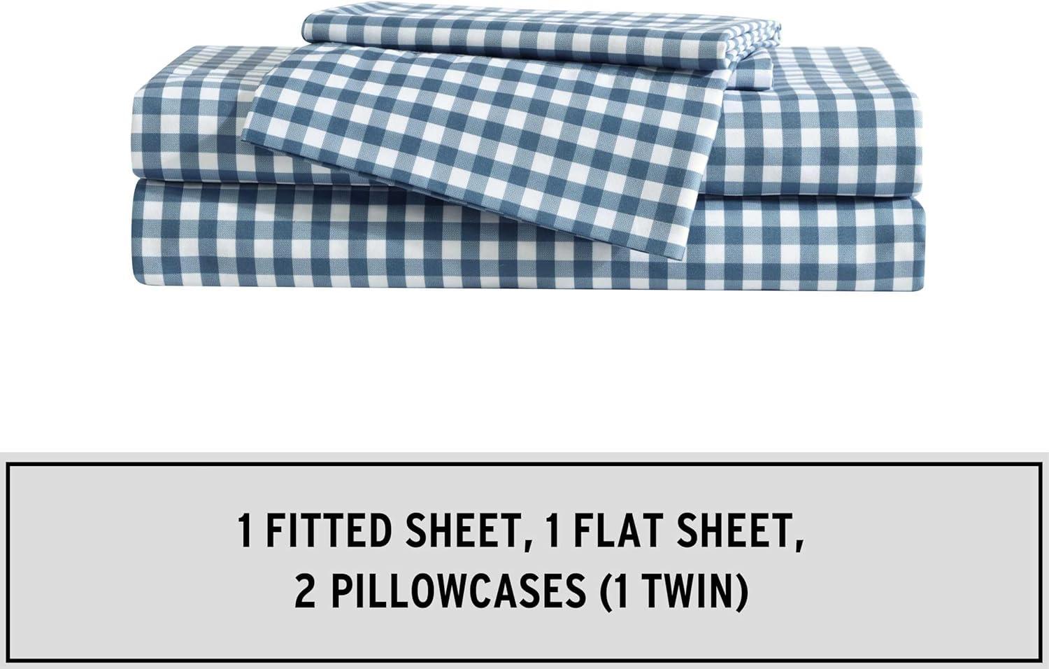 Eddie Bauer Preston Check Blue Twin Xl Sheet Set