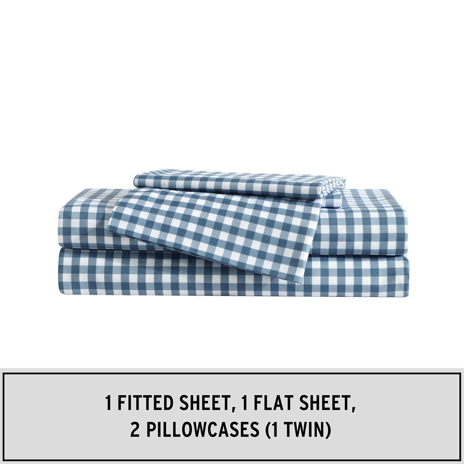 Eddie Bauer Preston Check Blue Twin Xl Sheet Set