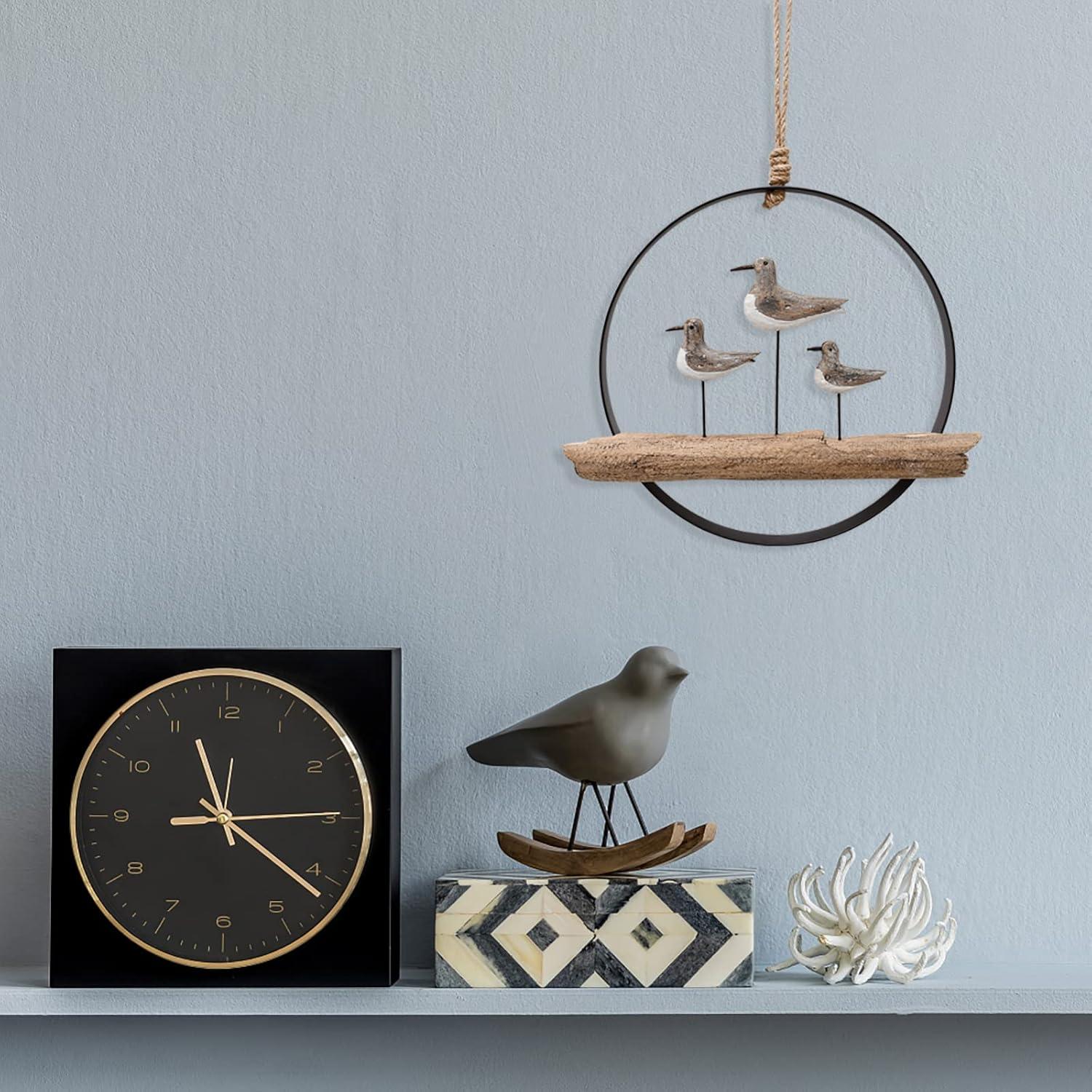 Rustic Wood and Metal Seagull Wall Hanging Decor