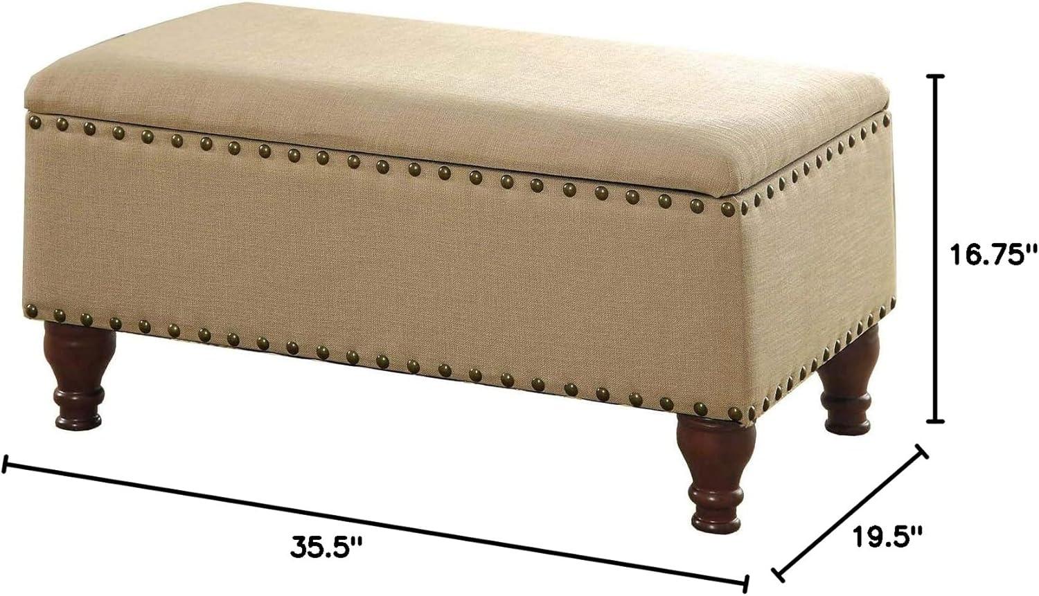 Large Rectangle Storage Bench with Nailhead Trim - HomePop