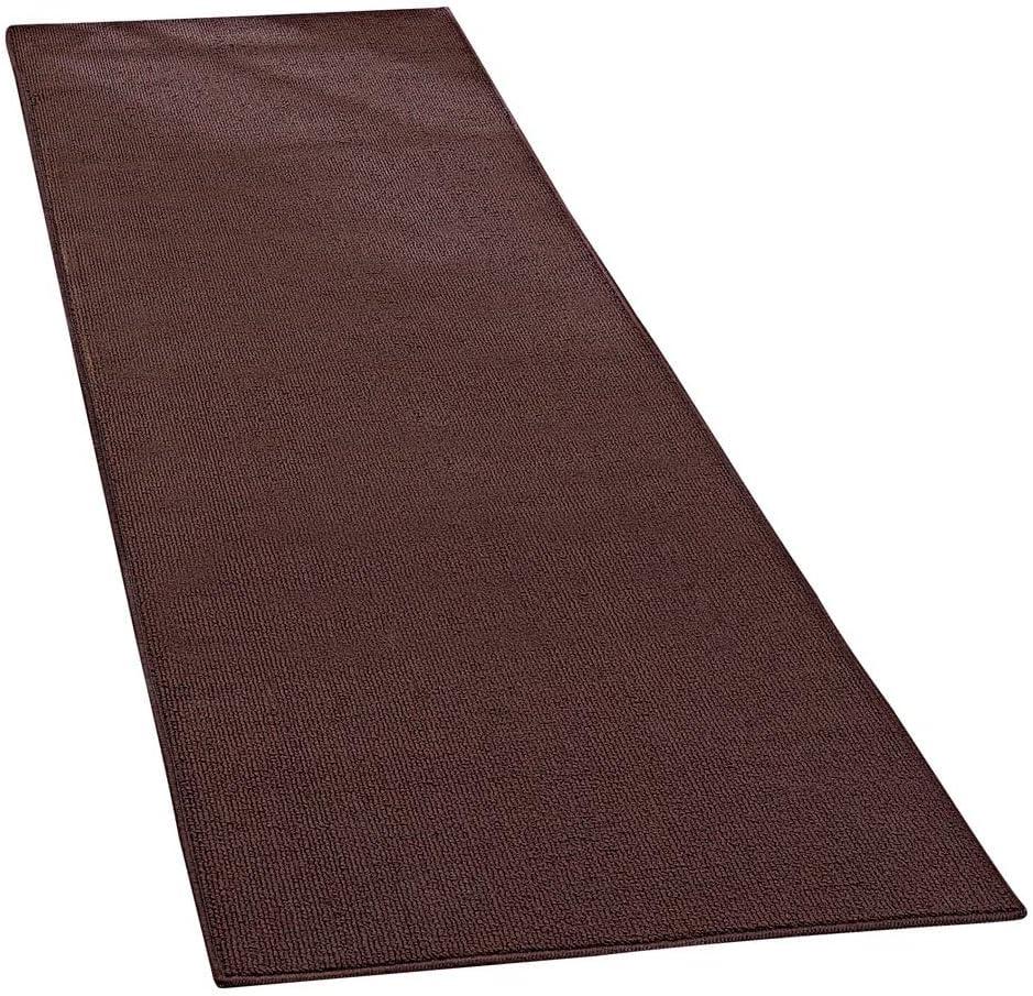Collections Etc Extra-Wide and Extra-Long Skid-Resistant Floor Runner Rug for High-Traffic Flooring Areas, Including Entryways, Hallways, Foyers and Kitchens, Brown, 28" X 60"