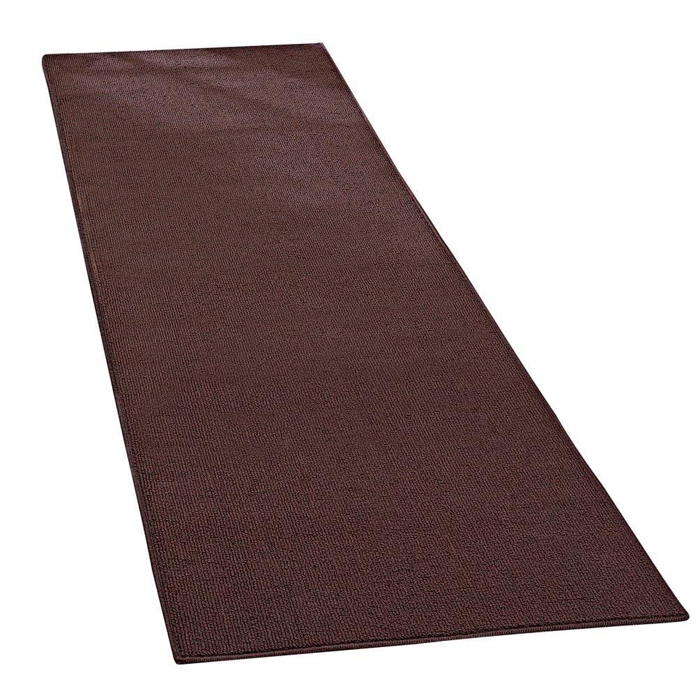 Collections Etc Extra-Wide and Extra-Long Skid-Resistant Floor Runner Rug for High-Traffic Flooring Areas, Including Entryways, Hallways, Foyers and Kitchens, Brown, 28" X 60"