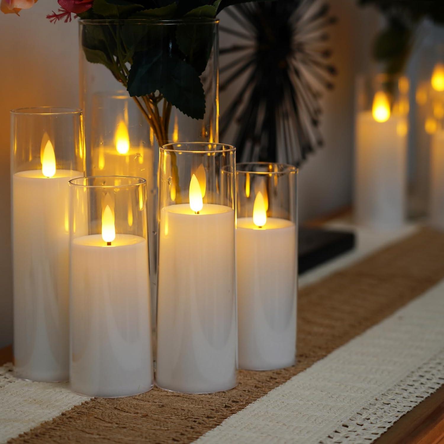 Pure White Flickering Flameless Candles - Realistic LED Pillar Candles with Remote Control Perfect for Home Decor, Parties, and Weddings Battery Operated