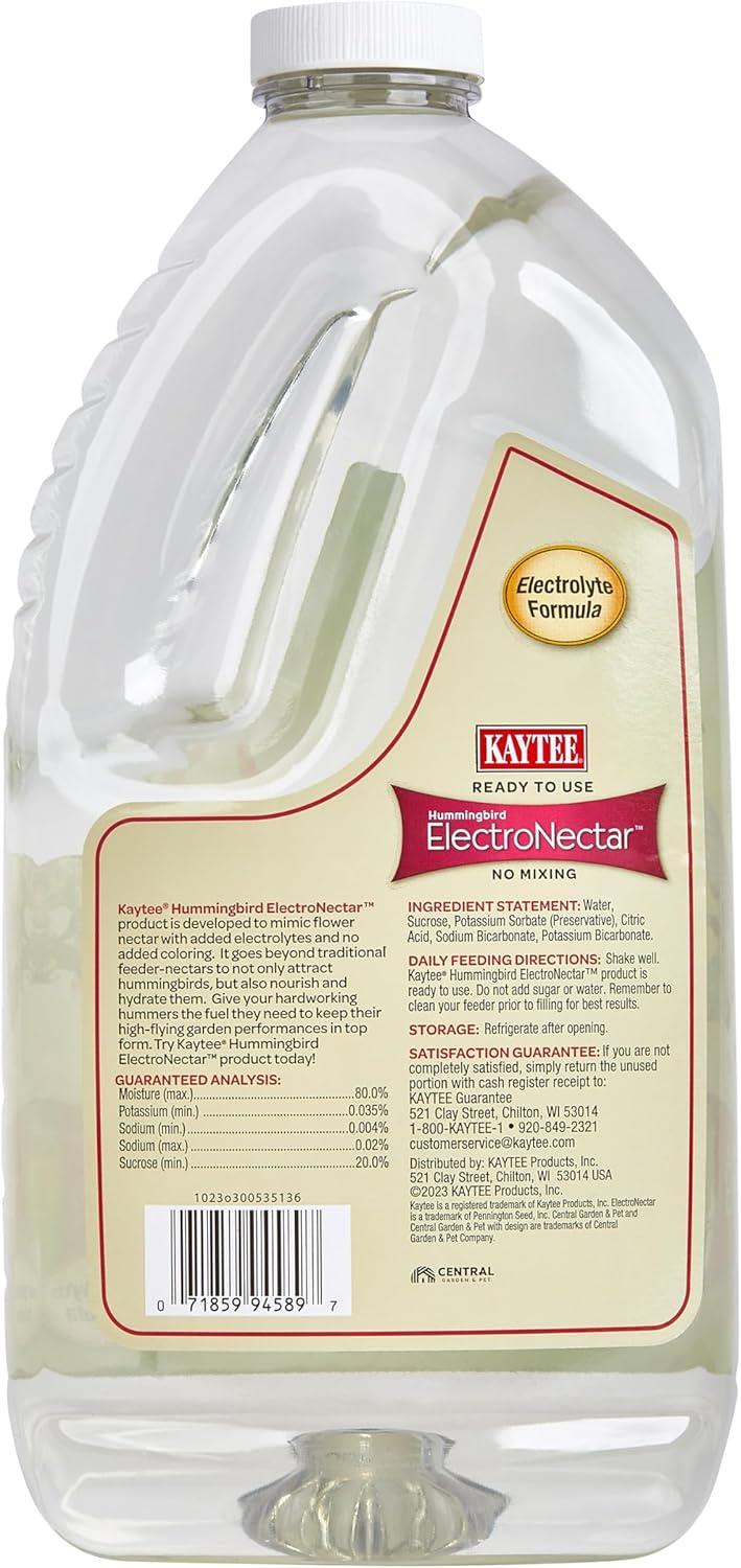 Kaytee Hummingbird ElectroNectar Wild Bird Food, Ready to Use - 64 Ounces