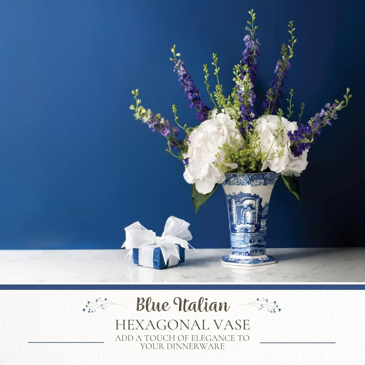 Spode Spode Blue Italian Hexagonal Vase 10.5"