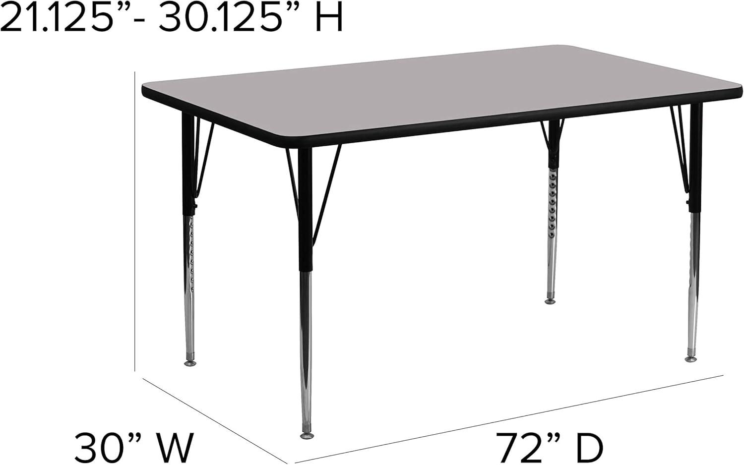 Goddard 24''W x 48''L Rectangular HP Laminate Activity Table - Adjustable Legs