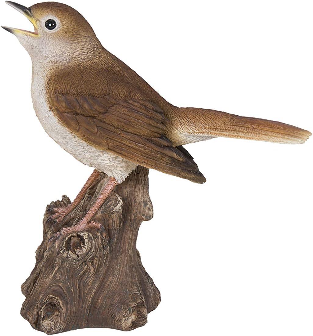 Hi-Line Gift Ltd. Motion Activated Singing Nightingale Standing on Stump