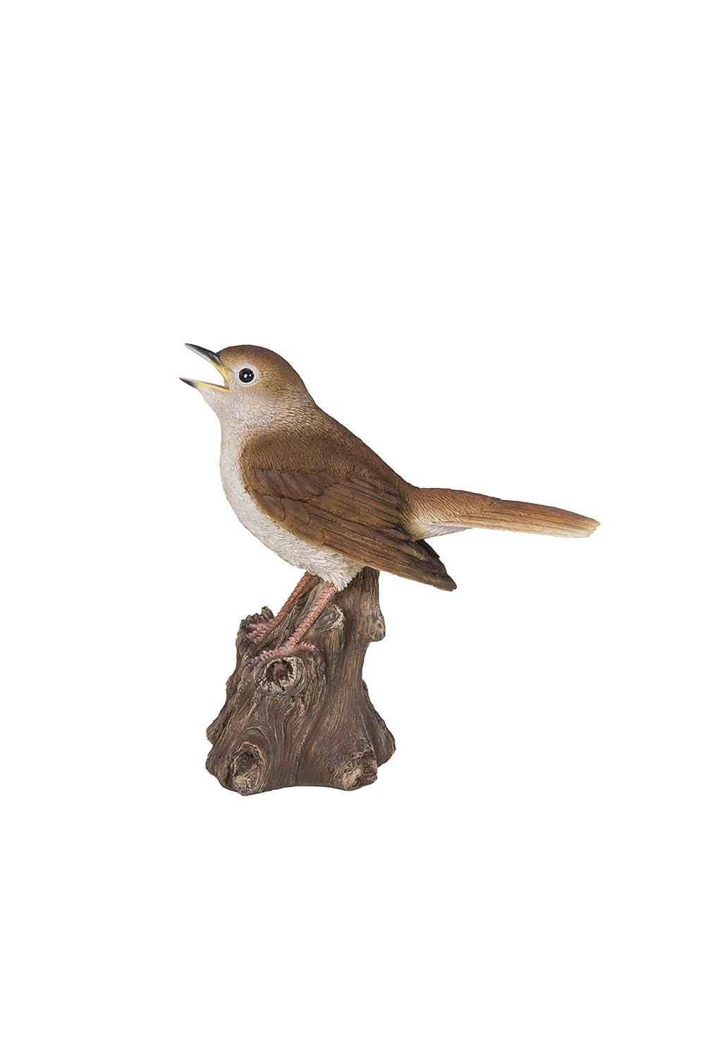 Hi-Line Gift Ltd. Motion Activated Singing Nightingale Standing on Stump