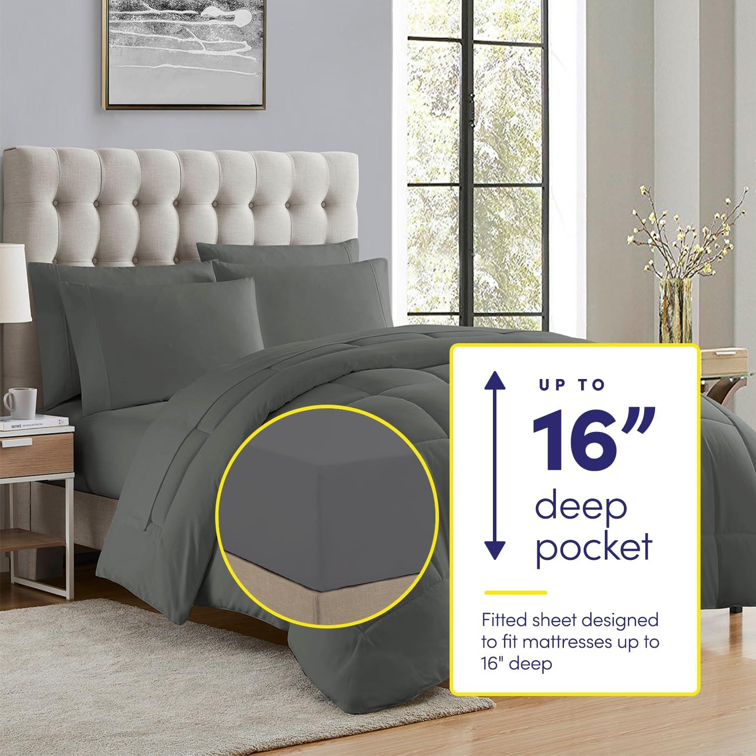 Sweet Home Collection All Season Bed-in-A-Bag 5pc/7pc Solid Color Comforter & Sheet Set Ultra Soft Bedding by Sweet Home Collection