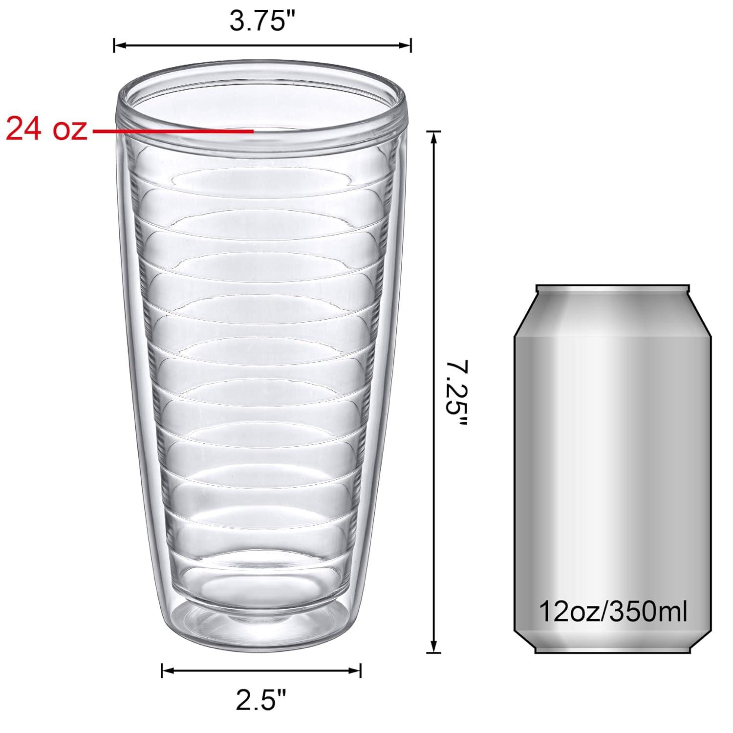 Amazing Abby - Alaska - 24-Ounce Insulated Plastic Tumblers (Set of 4), Double-Wall Plastic Drinking Glasses, All-Clear Reusable Plastic Cups, BPA-Free, Shatter-Proof, Dishwasher-Safe