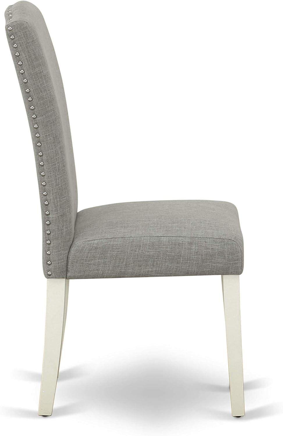 TQJKLFDY ENP2T06 Encinal Parson Dining Chairs - Nailhead Trim Dark Shitake Linen Fabric Padded Chairs Linen
