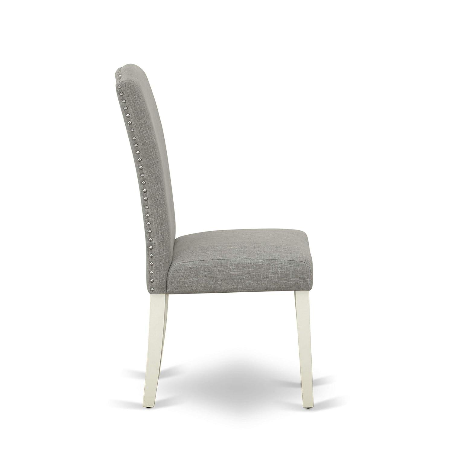 TQJKLFDY ENP2T06 Encinal Parson Dining Chairs - Nailhead Trim Dark Shitake Linen Fabric Padded Chairs    Linen