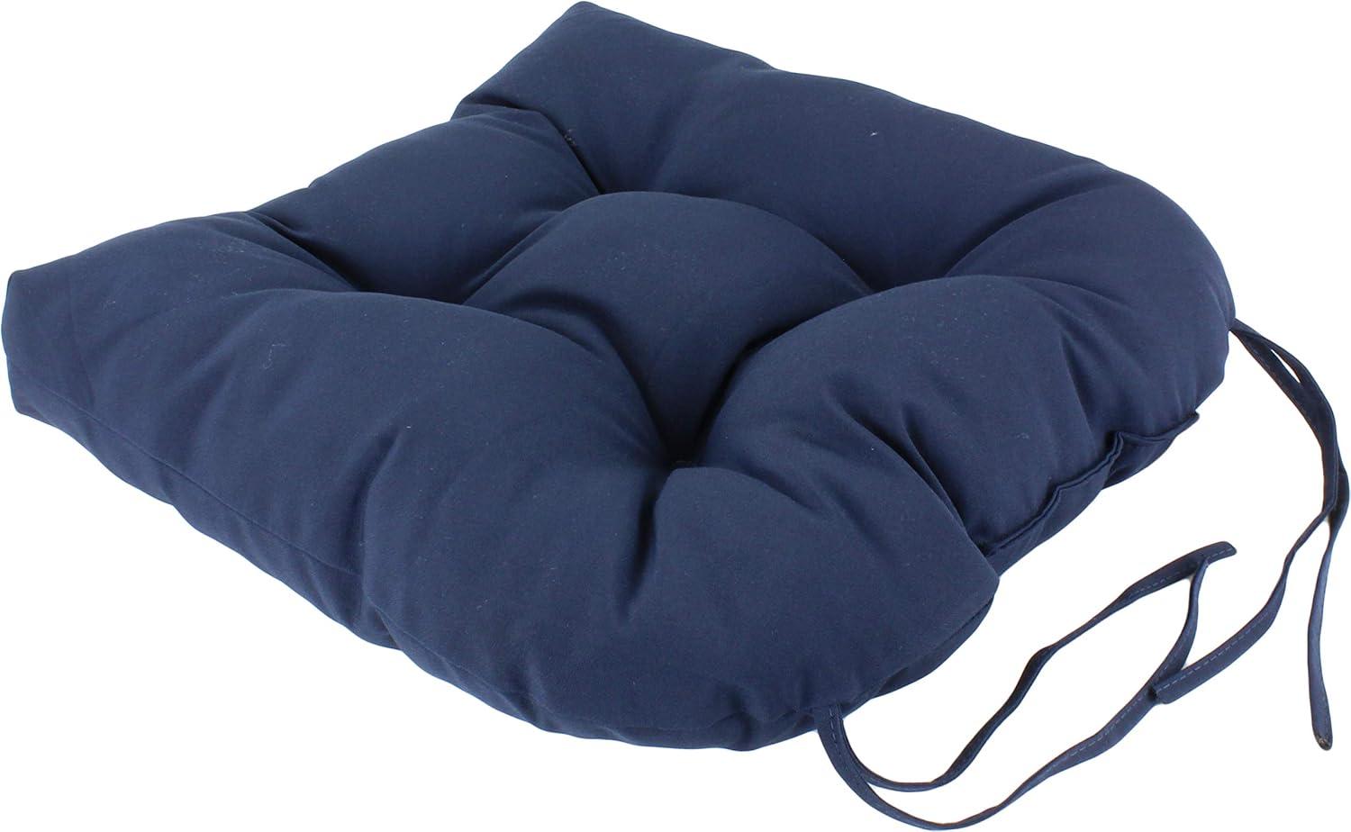 Everything Comfy Navy Indoor / Outdoor Seat Cushion Patio D Cushion 20" x 20", 2 Tie Backs