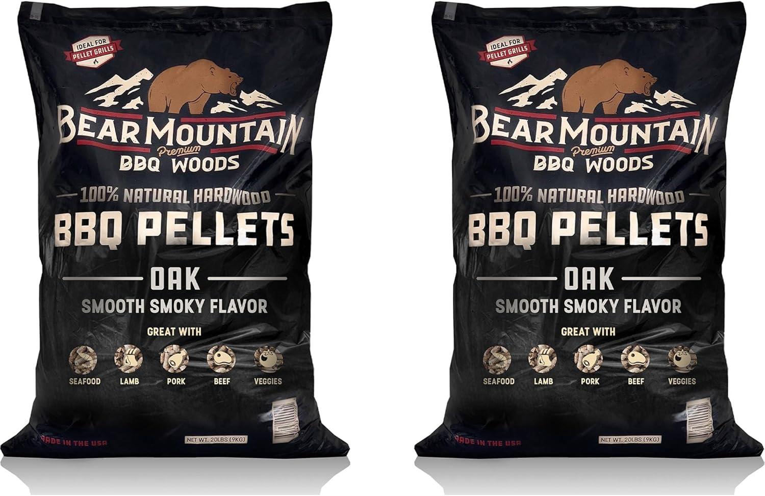 Bear Mountain BBQ Premium All Natural Oak Wood Smoker Pellets for Smoker Grill, Outdoor Gas, Charcoal, and Electric Grill, 40 Pounds (2 Pack)