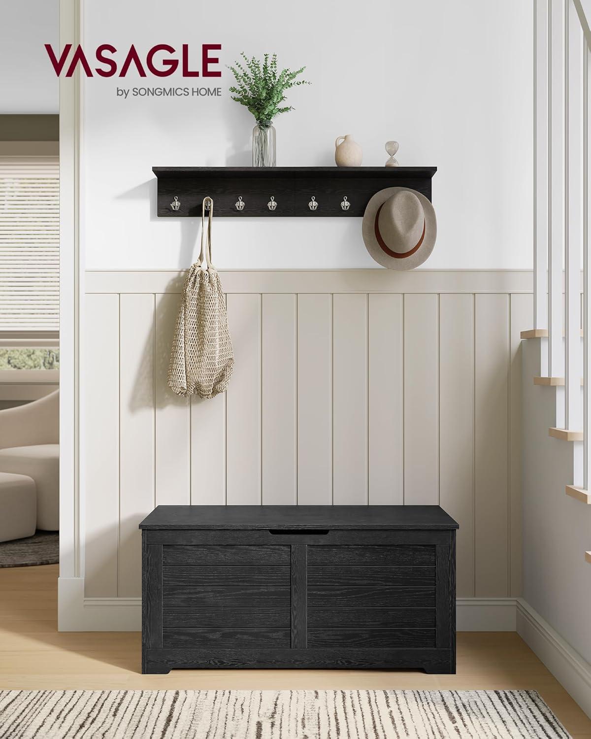Killeryuki Storage Chest, Storage Trunk with 2 Safety Hinges, Storage Bench, Shoe Bench, Farmhouse Killeryuki, 15.7 x 39.4 x 18.1 Inches, for Entryway, Bedroom, Living Room, Ebony Black ULSB061B01