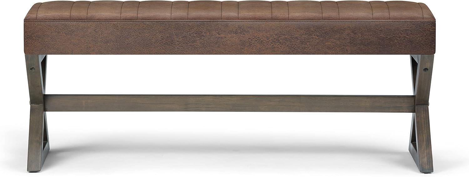 Salinger 48" Chestnut Brown Faux Leather Ottoman Bench