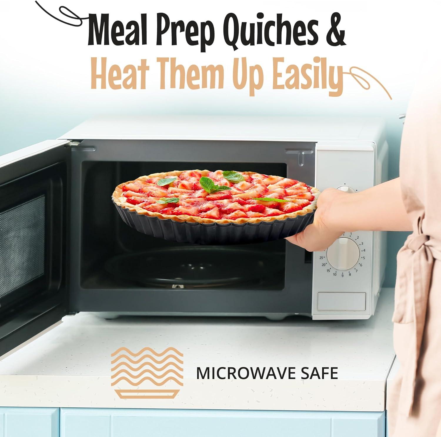 9 Inch Tart Pan with Removable Bottom - Non-Stick, Deep Fluted Quiche and Pie Pan