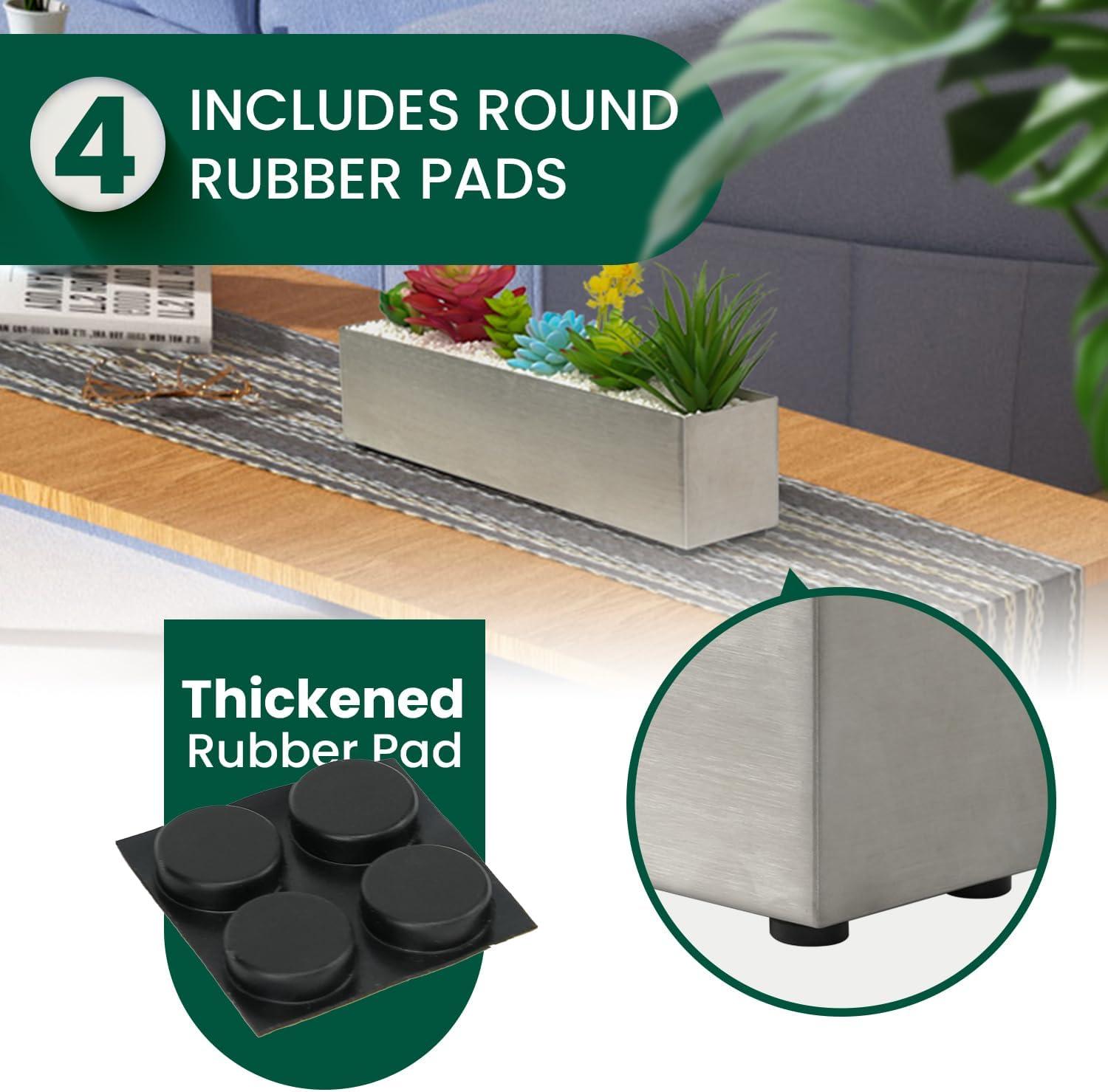 16" Window Box Rectangular Succulent Planting Box Metal Table Sill Planter Pots Modern Long Durable for Small Herb with Drainage Hole for Indoor Outdoor, with 4 Free Rubber Mats, White