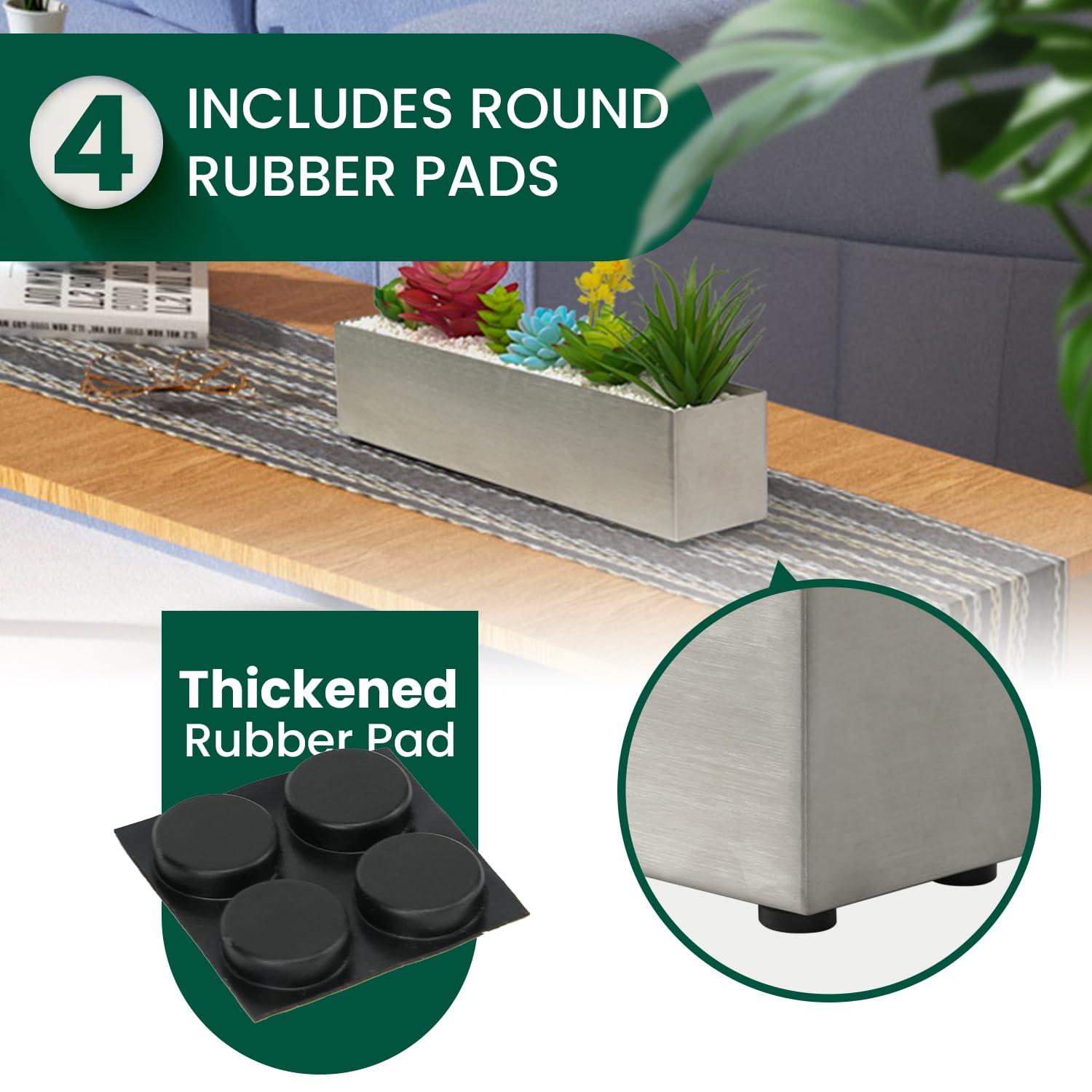 16" Window Box Rectangular Succulent Planting Box Metal Table Sill Planter Pots Modern Long Durable for Small Herb with Drainage Hole for Indoor Outdoor, with 4 Free Rubber Mats, White