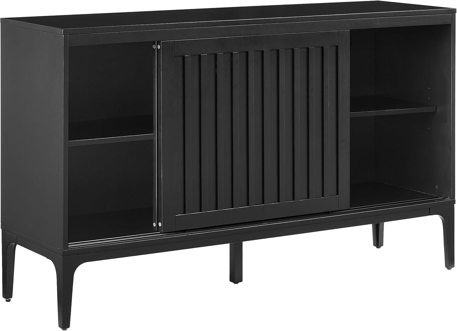 Crosley Furniture Asher Modern Particle Board Wood Sideboard in Matte Black