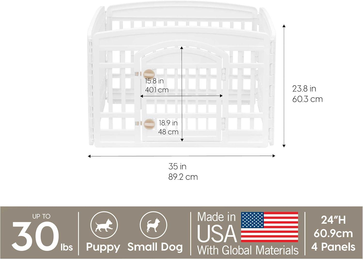 IRIS 4-10Panel 24/34"H Foldable Exercise Enclosure Plastic Pet Playpen with Door