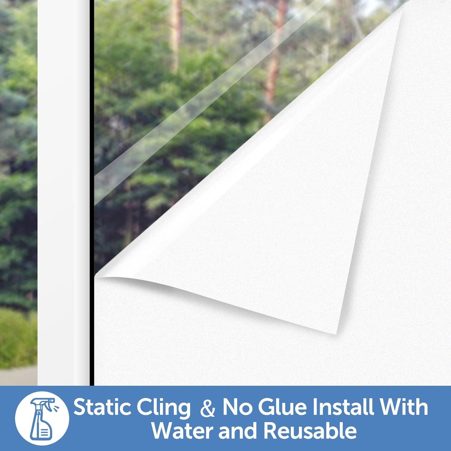 Frosted White Static Cling Window Privacy Film 35.4 x 78.7 Inch