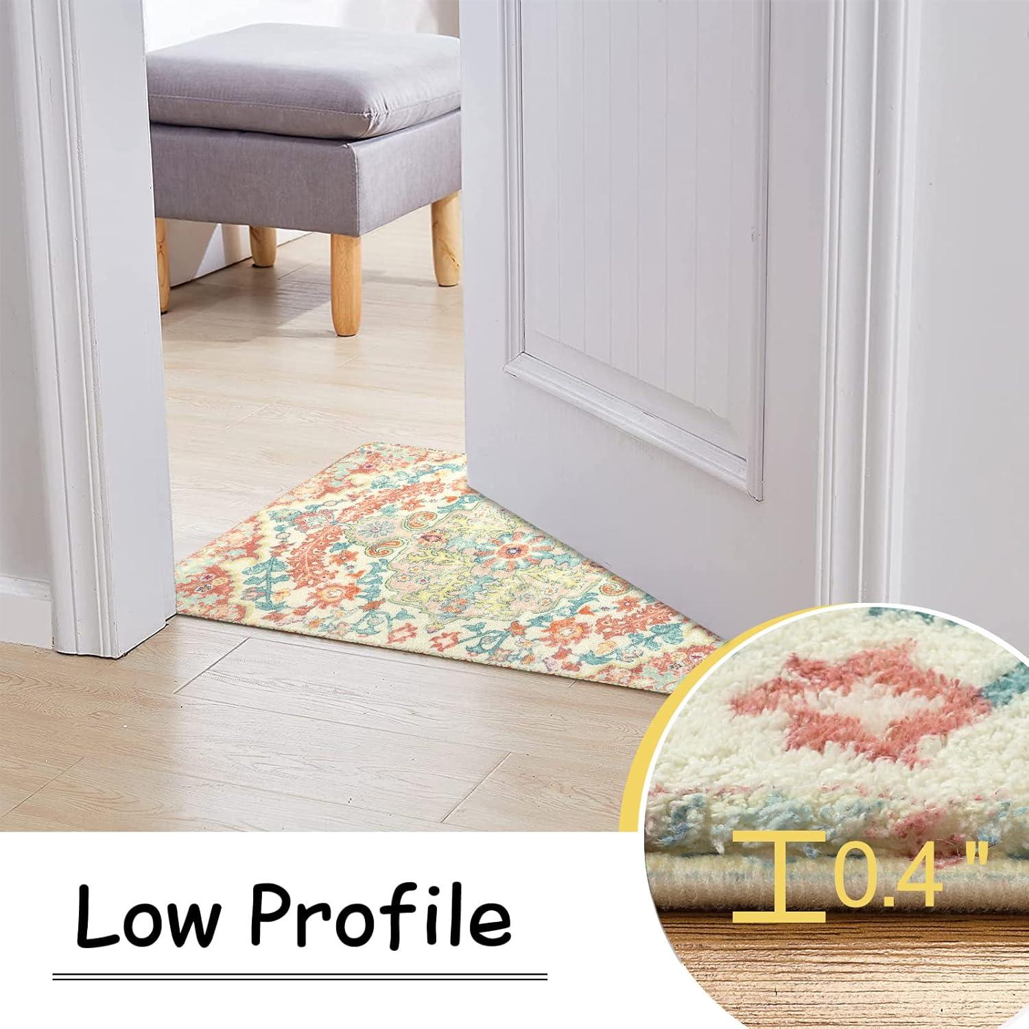 Moynesa 2'x3' Bohemian Area Rug, 2x3ft Small Boho Washable Bathroom Entryway Kitchen Rug,Floral Medallion Non Slip Pet Friendly Vintage Throw Carpet for Front Door Sink Living Room Bedroom, Orange