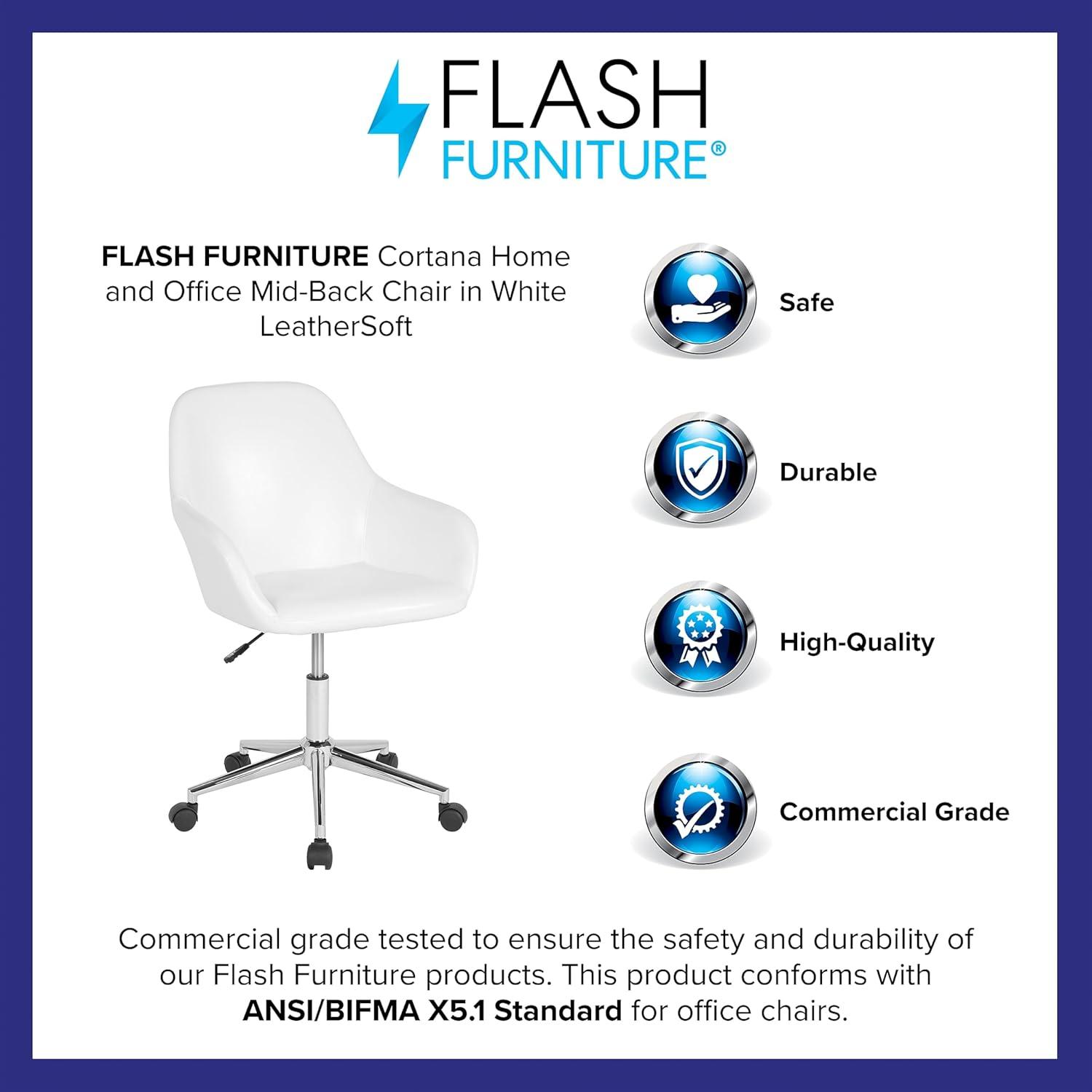 Flash Furniture Cortana Contemporary Home & Office Mid-Back LeatherSoft Upholstered Swivel Chair