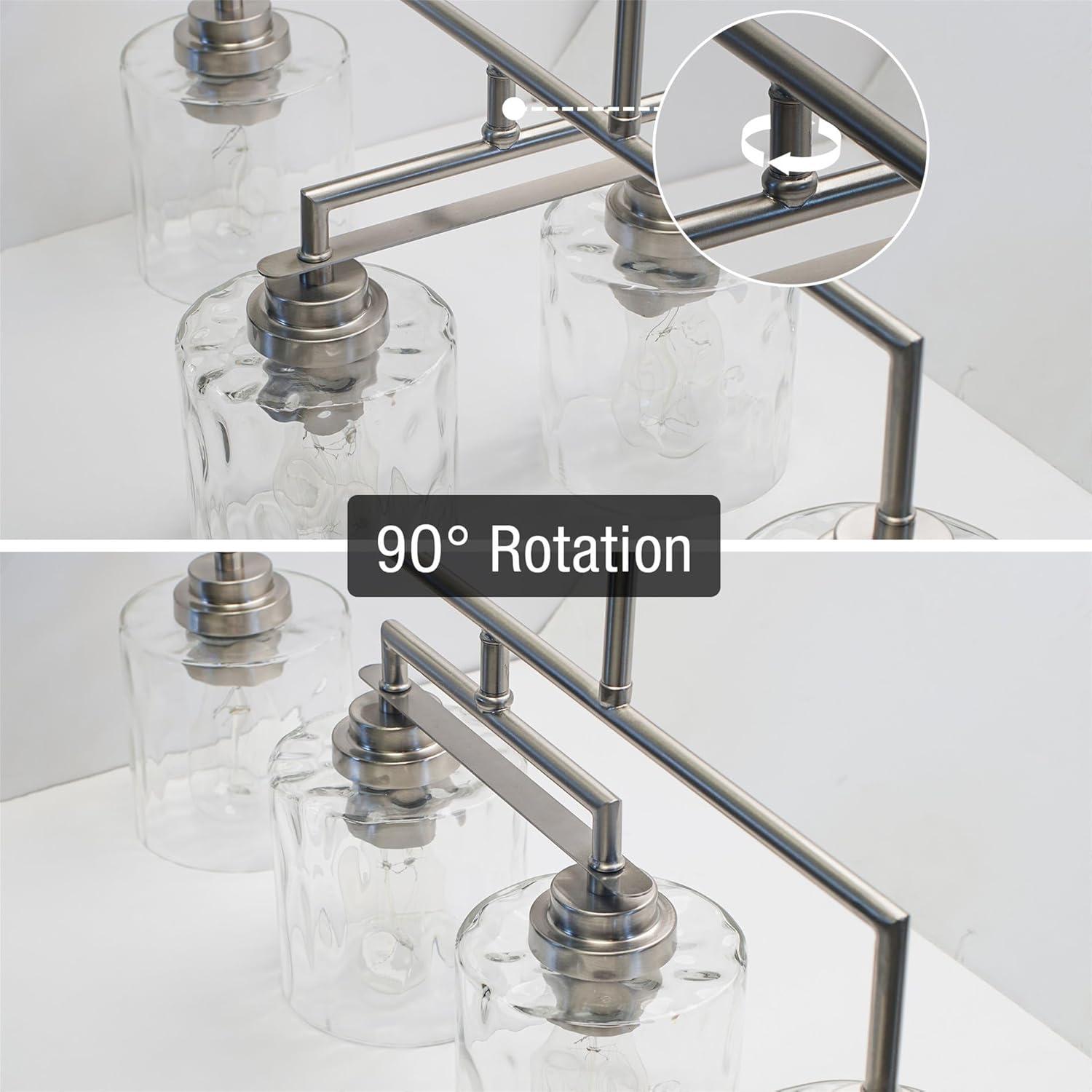 Kira Home Monroe 28" Island Light, Free Swinging Center Arm, Hammered Glass Shades, Adjustable Hanging Height