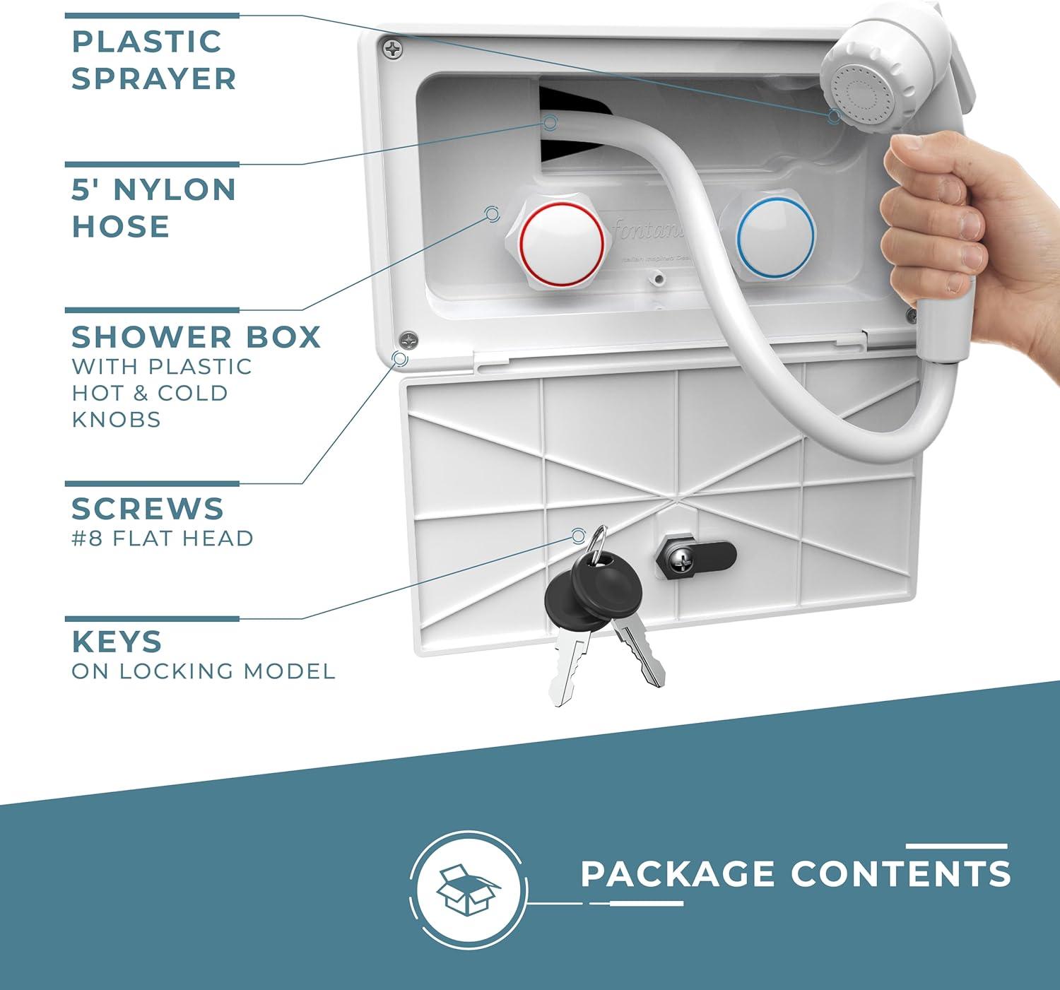 White Painted Rectangular Wall Mounted Shower Box with Locking Door