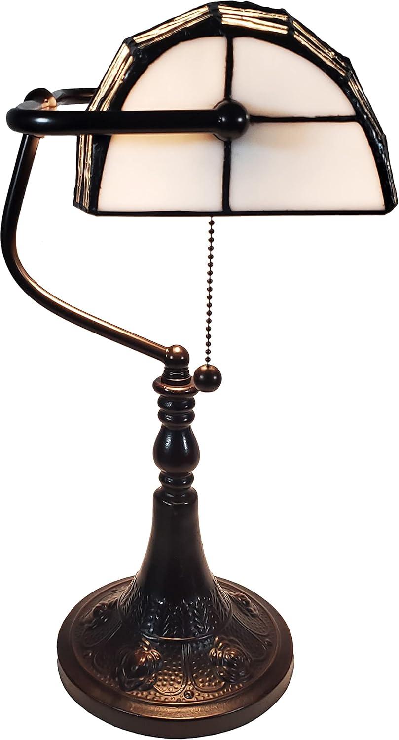 Amora Lighting Tiffany Style Vintage Banker Lamp - 16" Tall