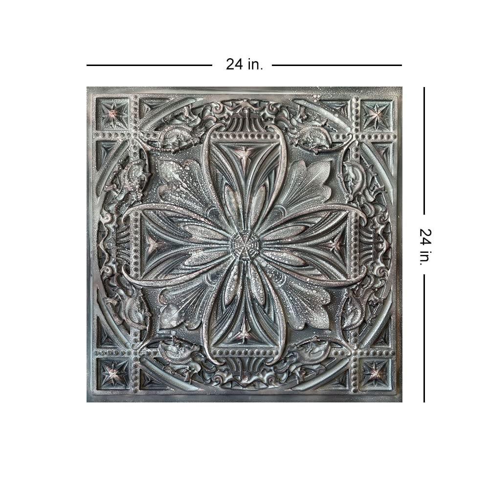 FromPlainToBeautifulInHours Milan 24'' L x 24'' W Textured PVC Drop-In & Glue Up Ceiling Tile Ceiling Tile (Set of 10)