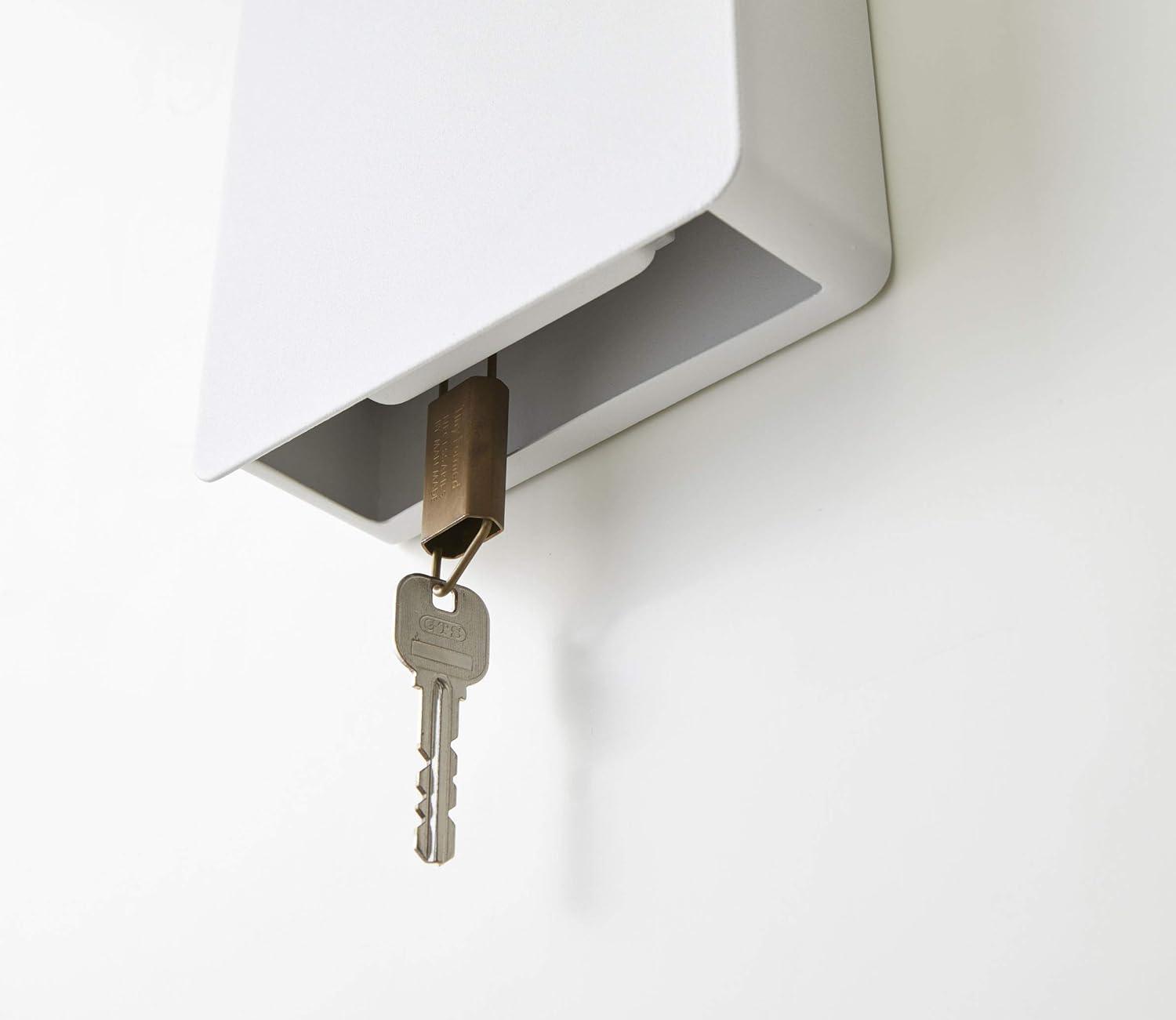 White Steel Magnetic Key Cabinet with Storage