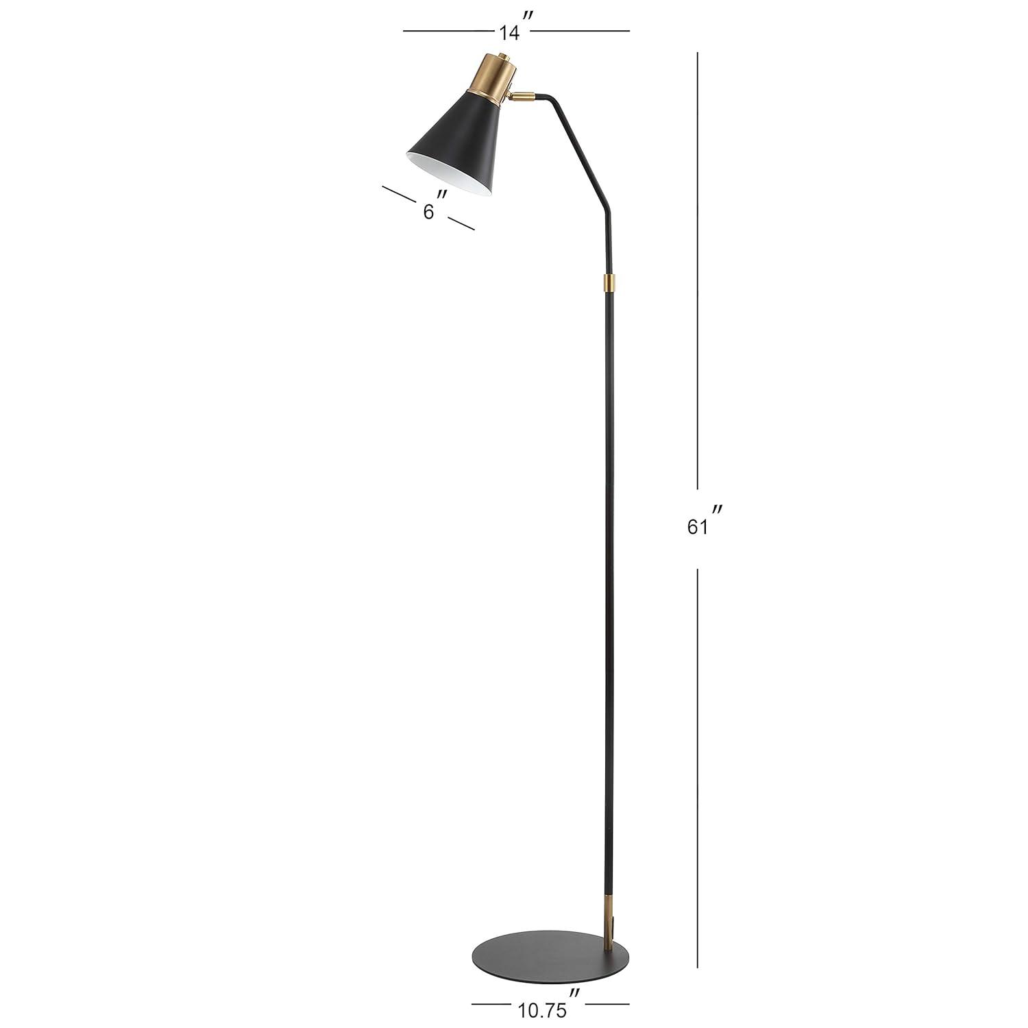 Apollo 61" Modern Metal LED Task Floor Lamp, Black/Brass Gold