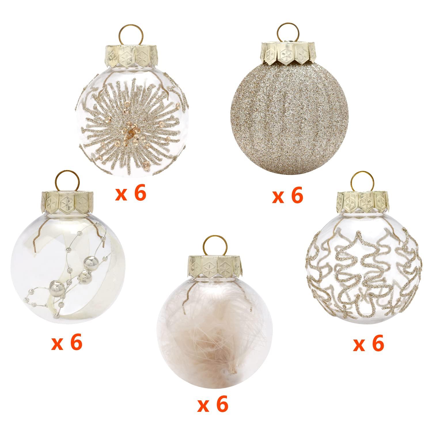 60MM/2.36" Christmas Ball Ornaments, 30PCS Shatterproof Decorative Hanging Ball Ornament with Stuffed Delicate Decorations, Xmas Tree Balls for Halloween Holiday Party Thankgivings (Silver)