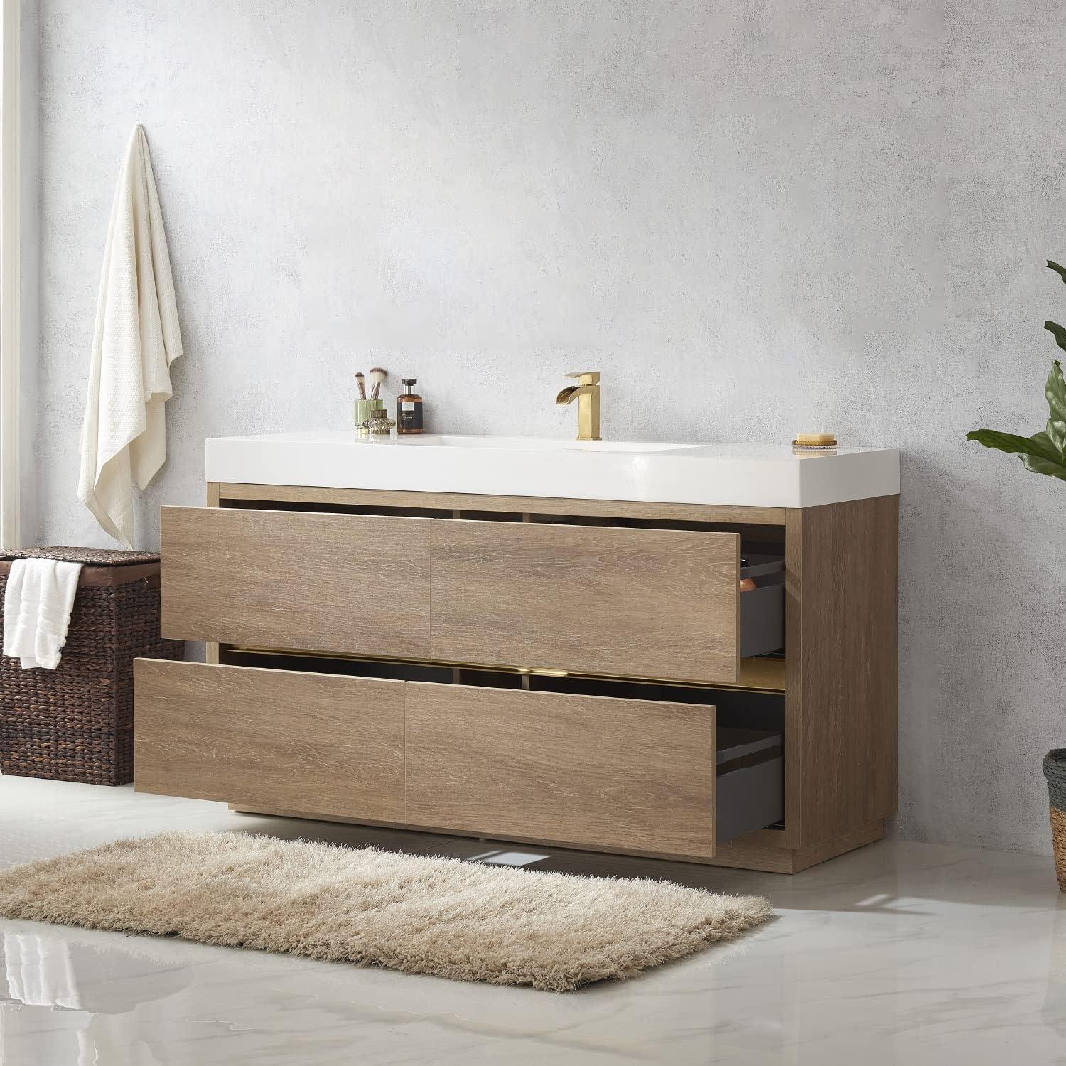 59.8'' Single Bathroom Vanity with Composite Top