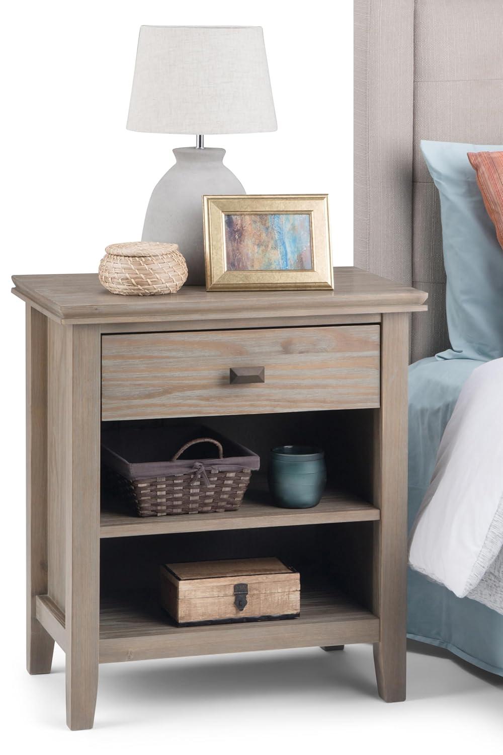 Simpli Home Artisan 24"W Solid Wood Nightstand with Drawer and Shelves