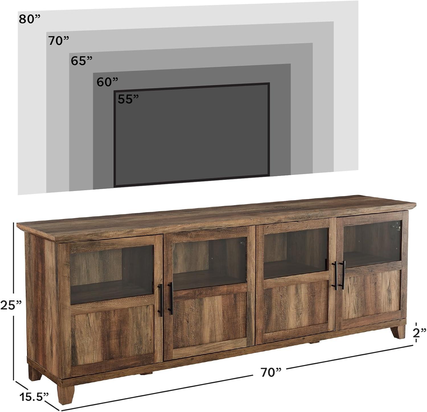 Walker Edison Farmhouse 4 Door TV Stand for TVs Up to 80", Reclaimed Barnwood