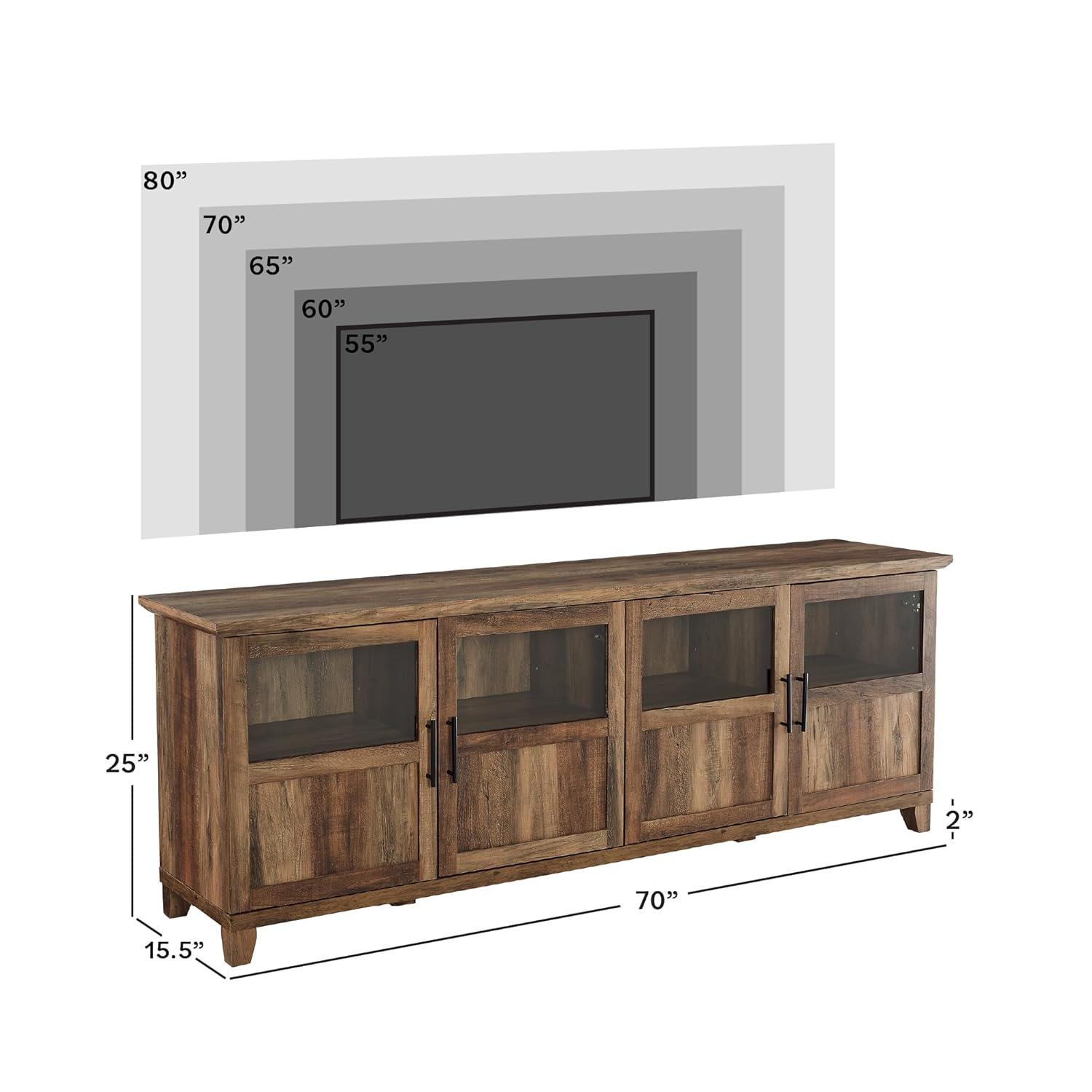 Walker Edison Farmhouse 4 Door TV Stand for TVs Up to 80", Reclaimed Barnwood