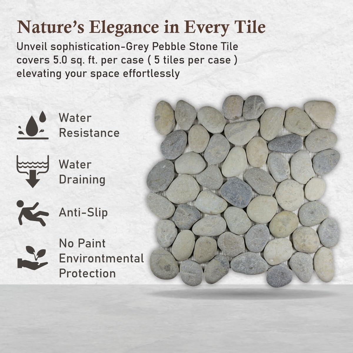 Kansas 12" x 12" Natural Stone Pebbles Mosaic Wall & Floor Tile