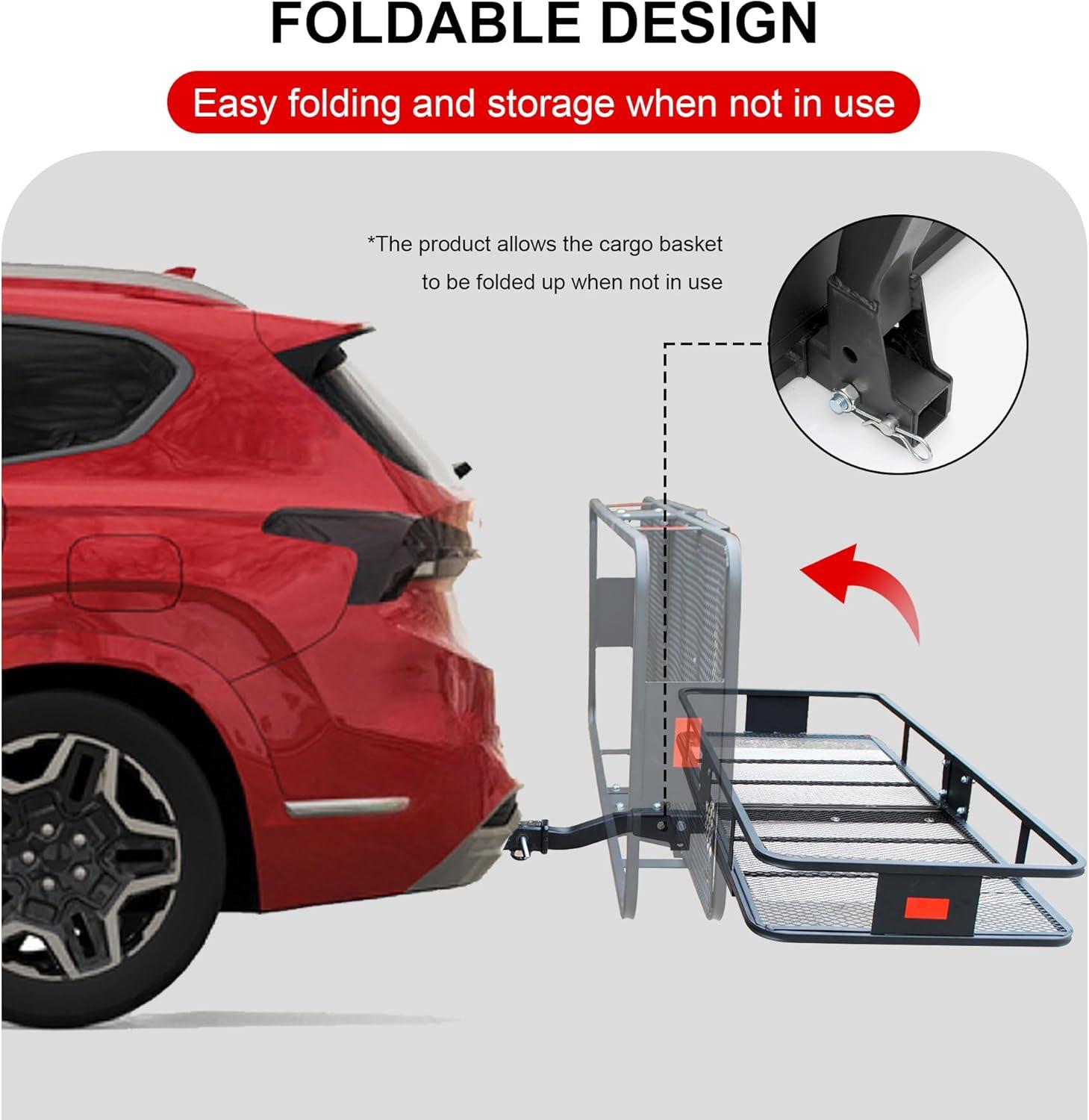 ROCKLAND Rockland 60 x 24-Inch Hitch Cargo Carrier 60-in L x 24-in W x 6-in H Steel Hitch Cargo basket