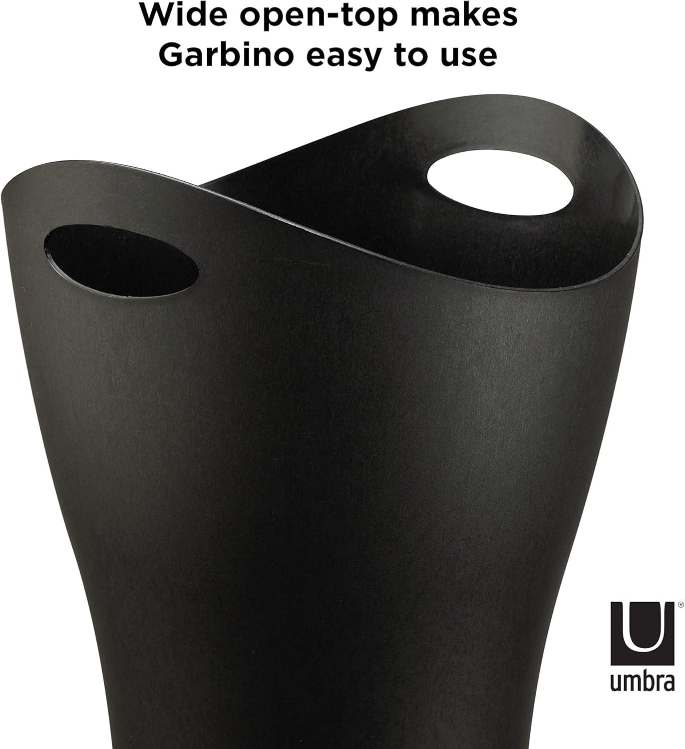 Umbra 2.2gal Garbino Indoor Trash Can Black: Small Bathroom & Bedroom Trash Bin, Polypropylene, Open Top, 13" Height