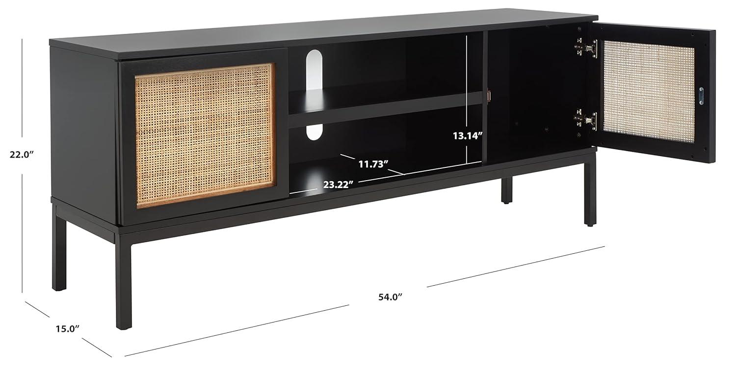 Zadie 2 Shelf Rattan Media Stand - MED5009 - Black/Natural - Safavieh