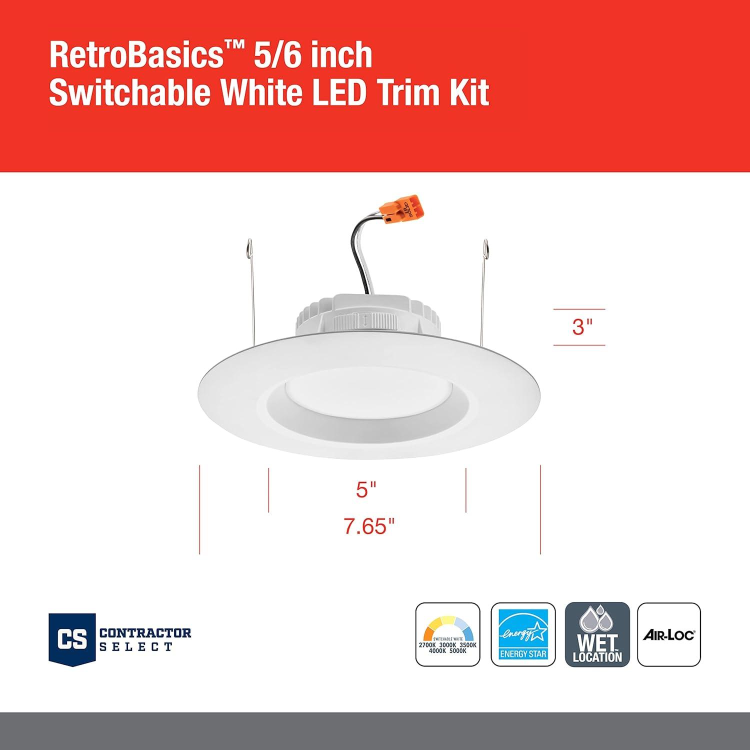 Juno Lighting Rb56 Sww5 Cp6 M2 Retrobasics 5"/6" Integrated Led Switchable Cct Baffle